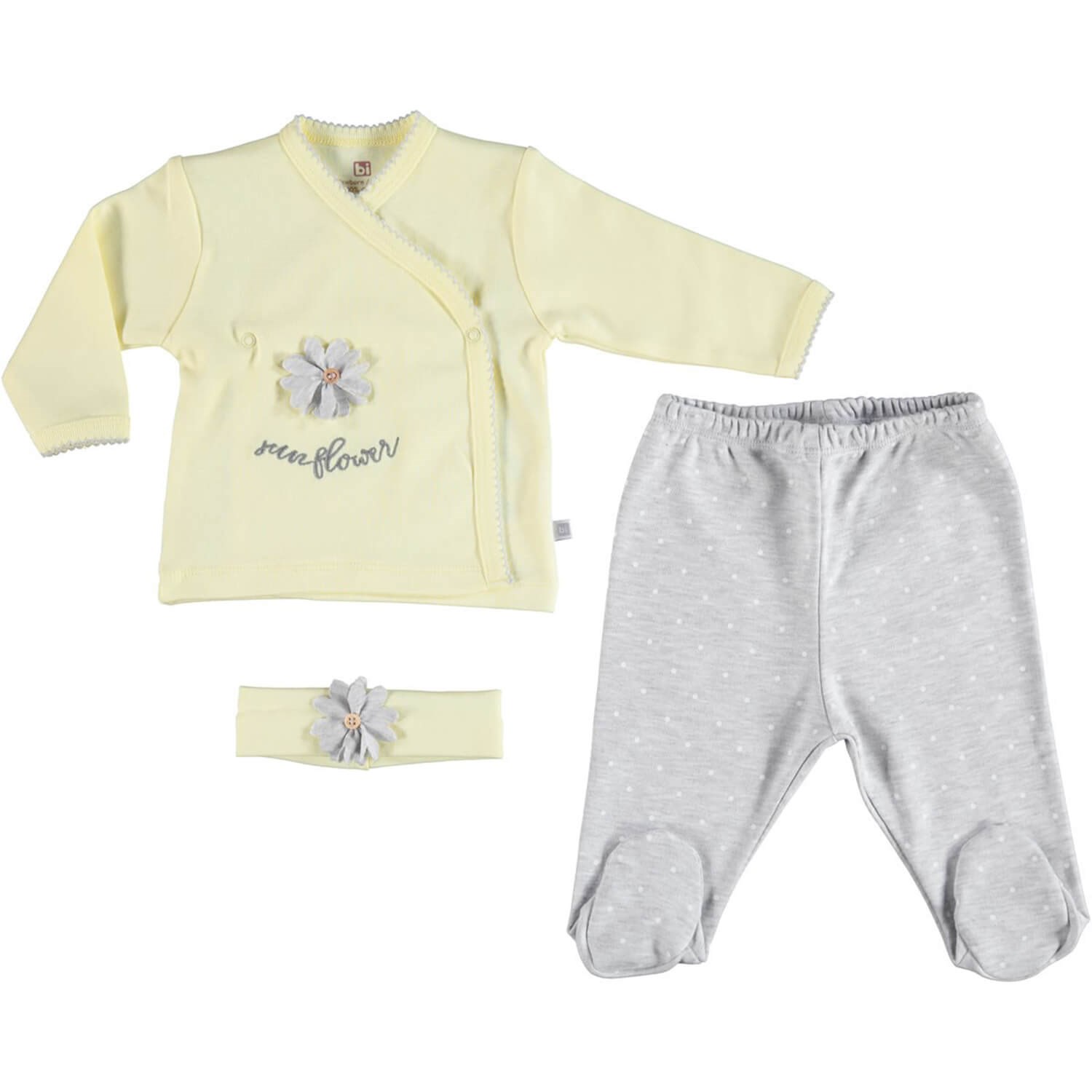 Bibaby Sun Flower 3'Lü Bebek Zıbın Takımı 73173 Sarı