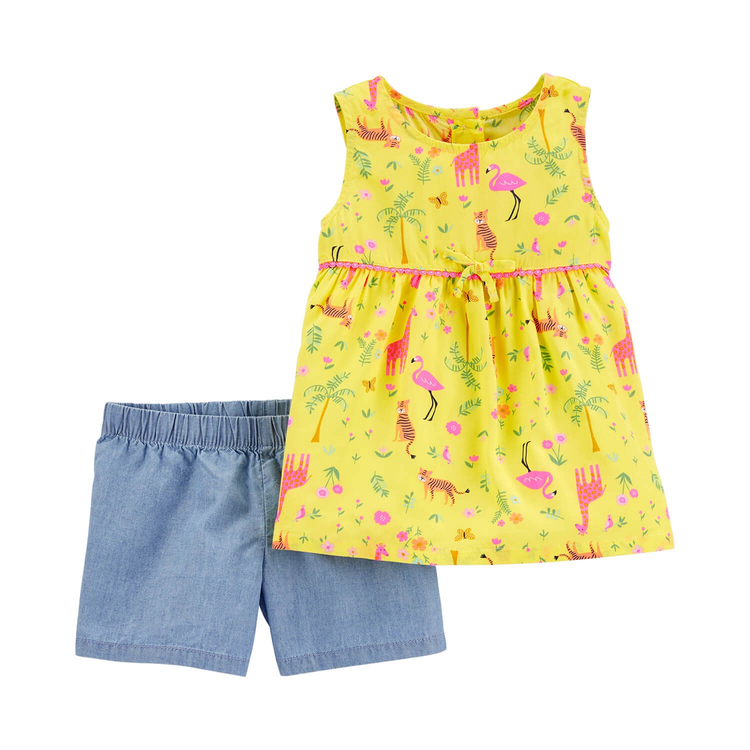 Carter's Flamingo 2'li Şortlu Bebek Takımı Sarı