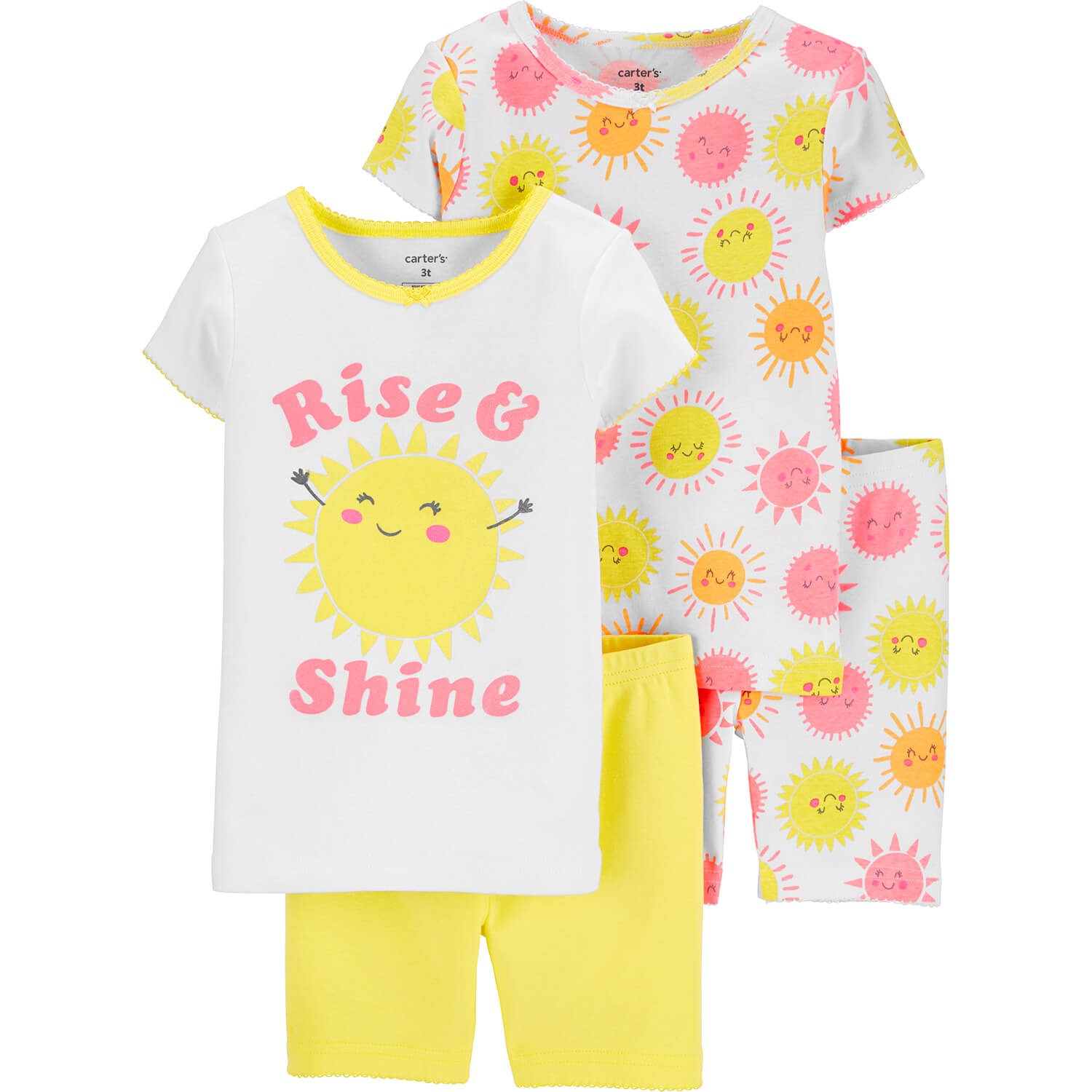 Carter's Güneş 4'lü Bebek Şortlu Pijama Takımı Beyaz-Sarı