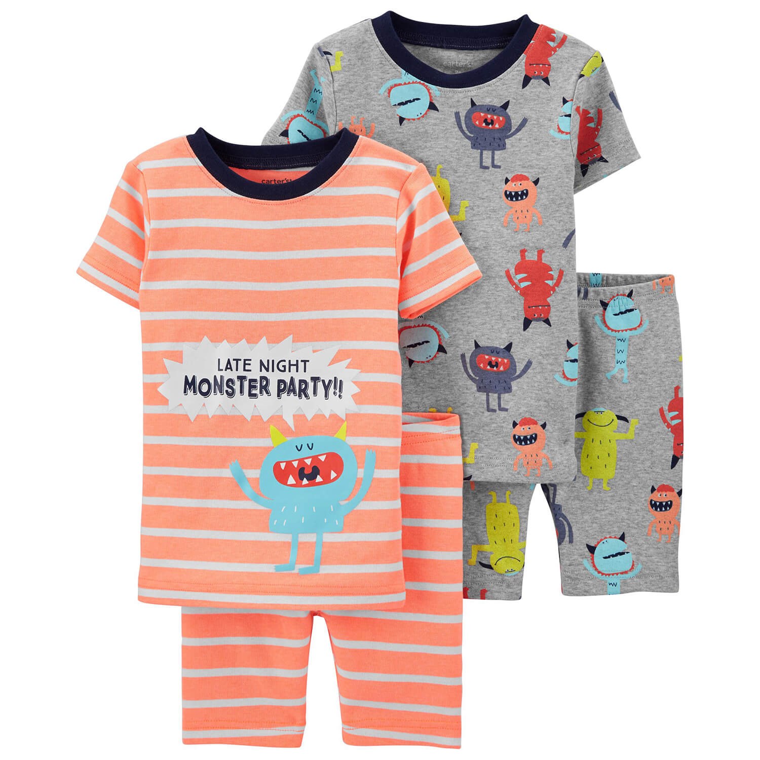 Carter's Canavar 4'lü Bebek Şortlu Pijama Takımı Gri-Turuncu