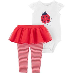 Carter's Uğur Böceği 2'li Bebek Takımı Beyaz-Kırmızı