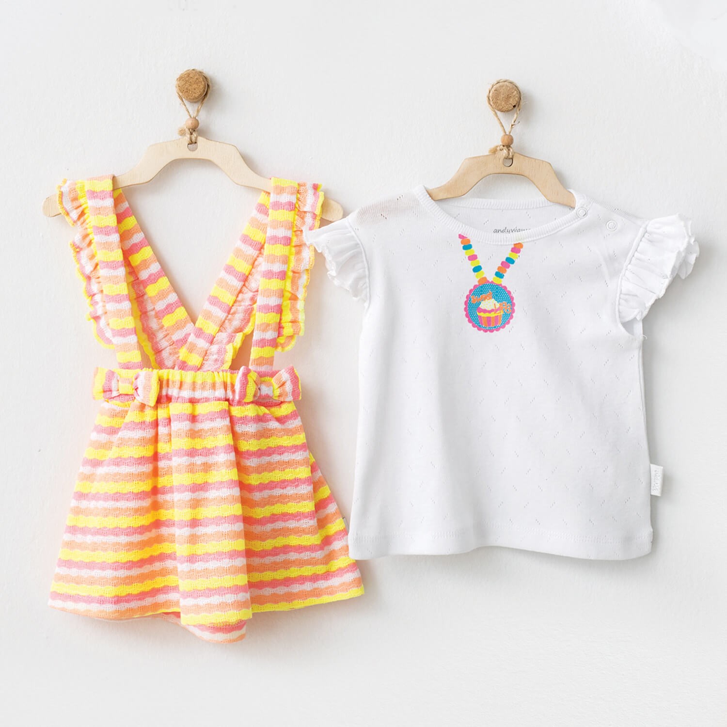 Andywawa Sweet Life 2'li Etekli Bebek Takımı AC20623 Çok Renkli