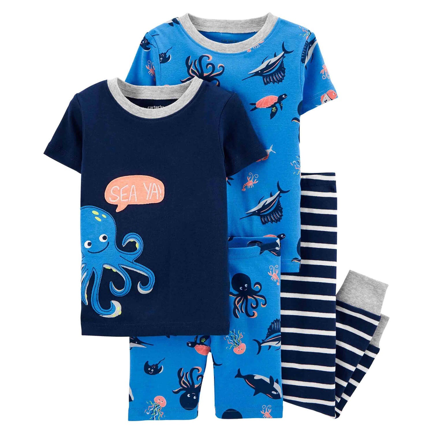 Carter's Ahtapot Desenli 4'lü Bebek Pijama Takımı Lacivert