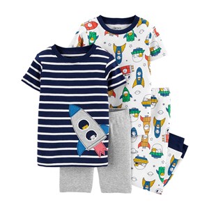 Carter's Roket Gemisi 4'lü Bebek Pijama Takımı Lacivert-Beyaz