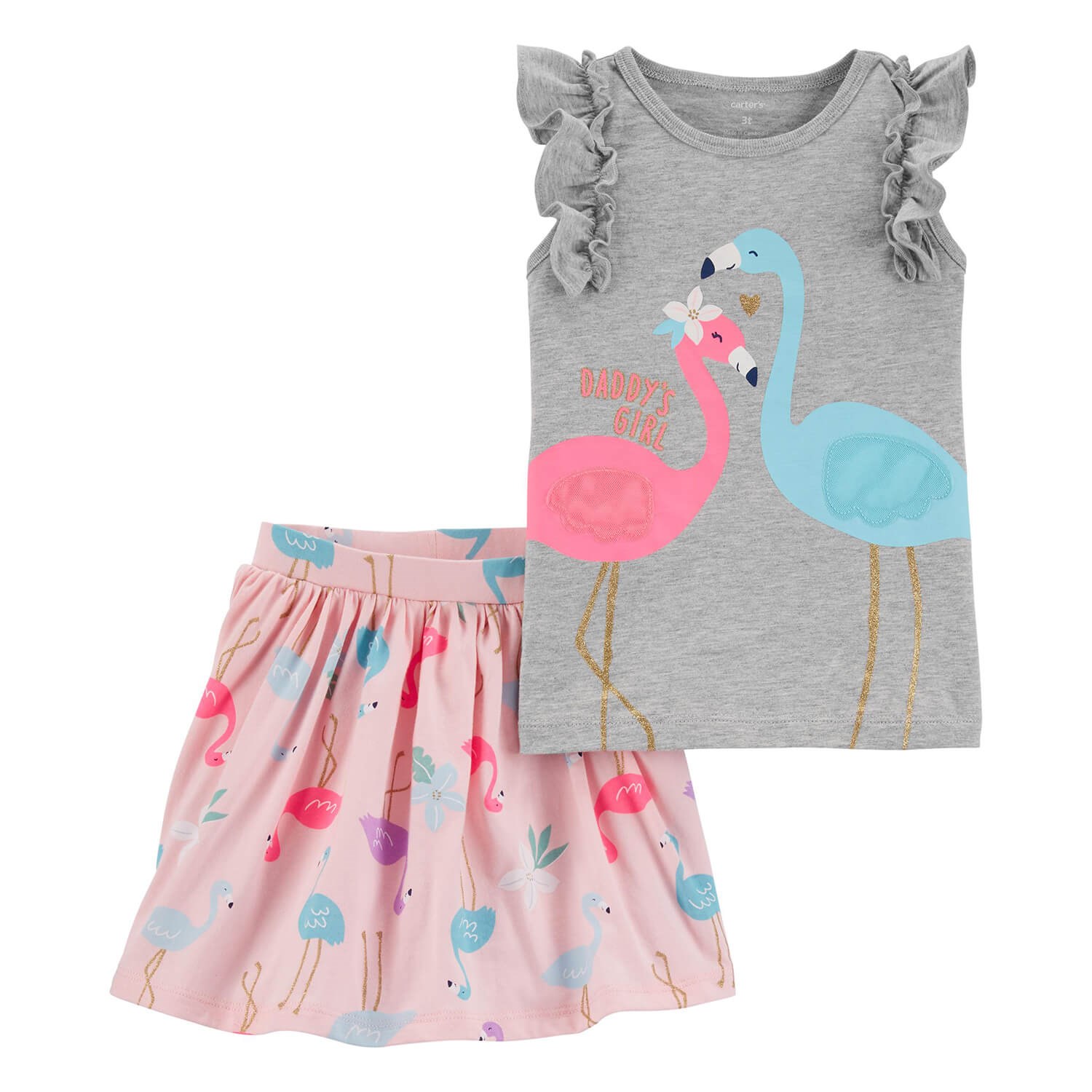 Carter's Flamingo 2'li Etekli Bebek Takımı Gri-Pembe