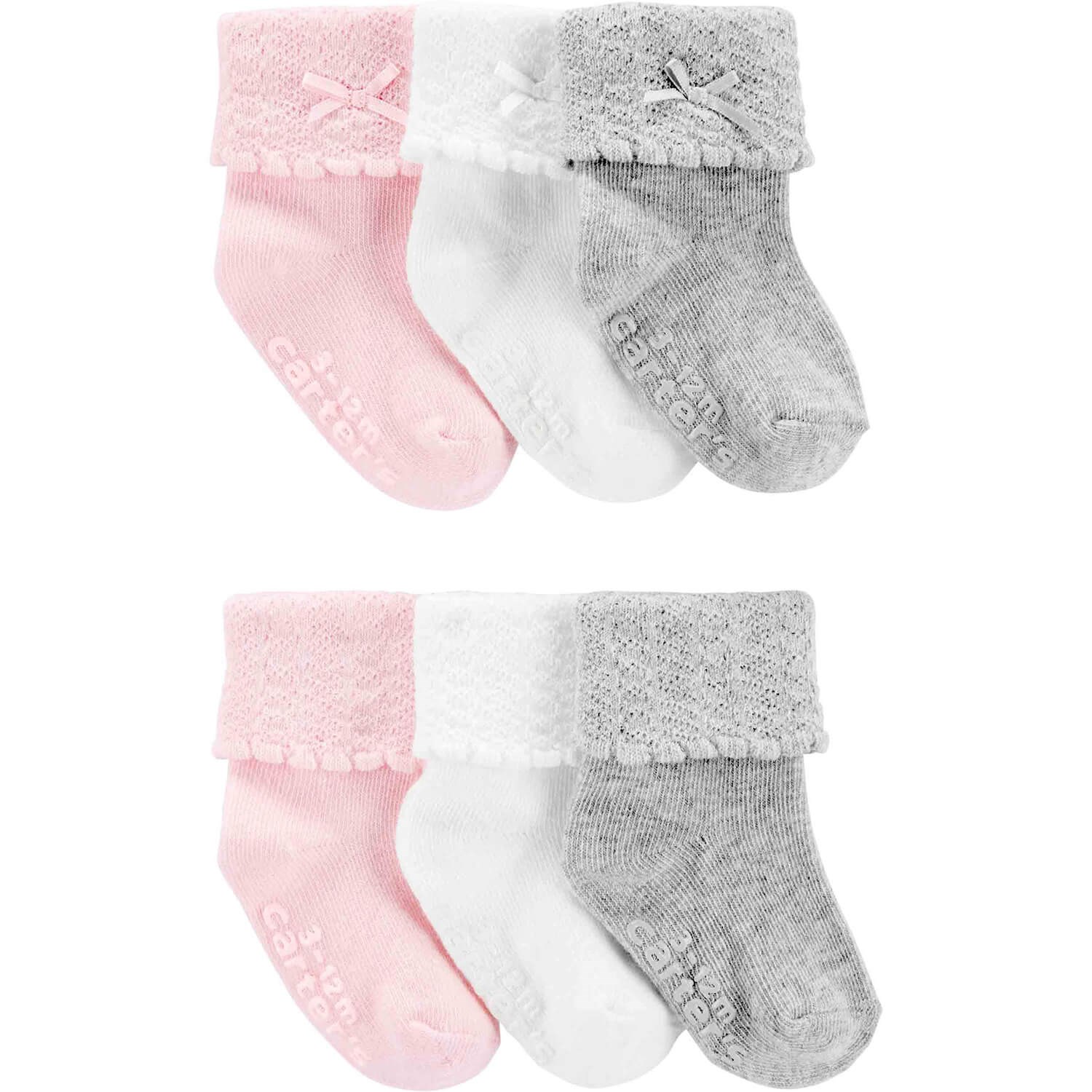 Carter's 6'lı Kız Bebek Çorabı Beyaz-Pembe