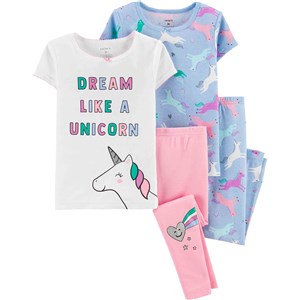 Carter's Unicorn Desenli 4'lü Bebek Pijama Takımı Pembe-Mavi