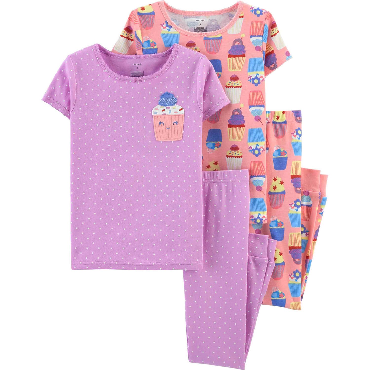 Carter's Cupcake Desenli 4'lü Pijama Takımı Mor-Pembe