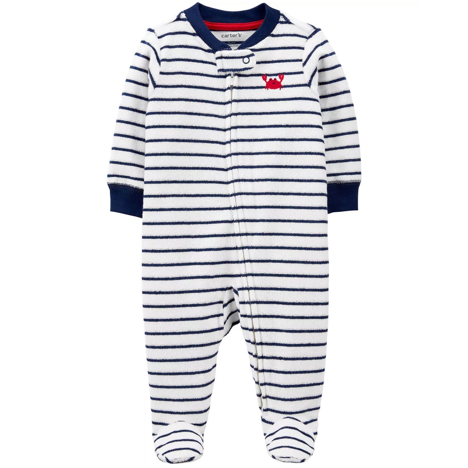 Carter's Yengeç Patikli Havlu Bebek Tulumu Beyaz-Lacivert