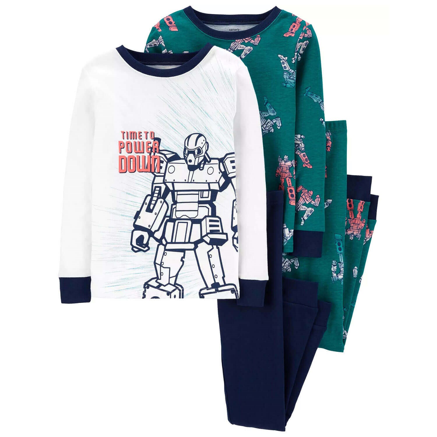 Carter's Robotlar 4'lü Pijama Takımı Lacivert-Beyaz