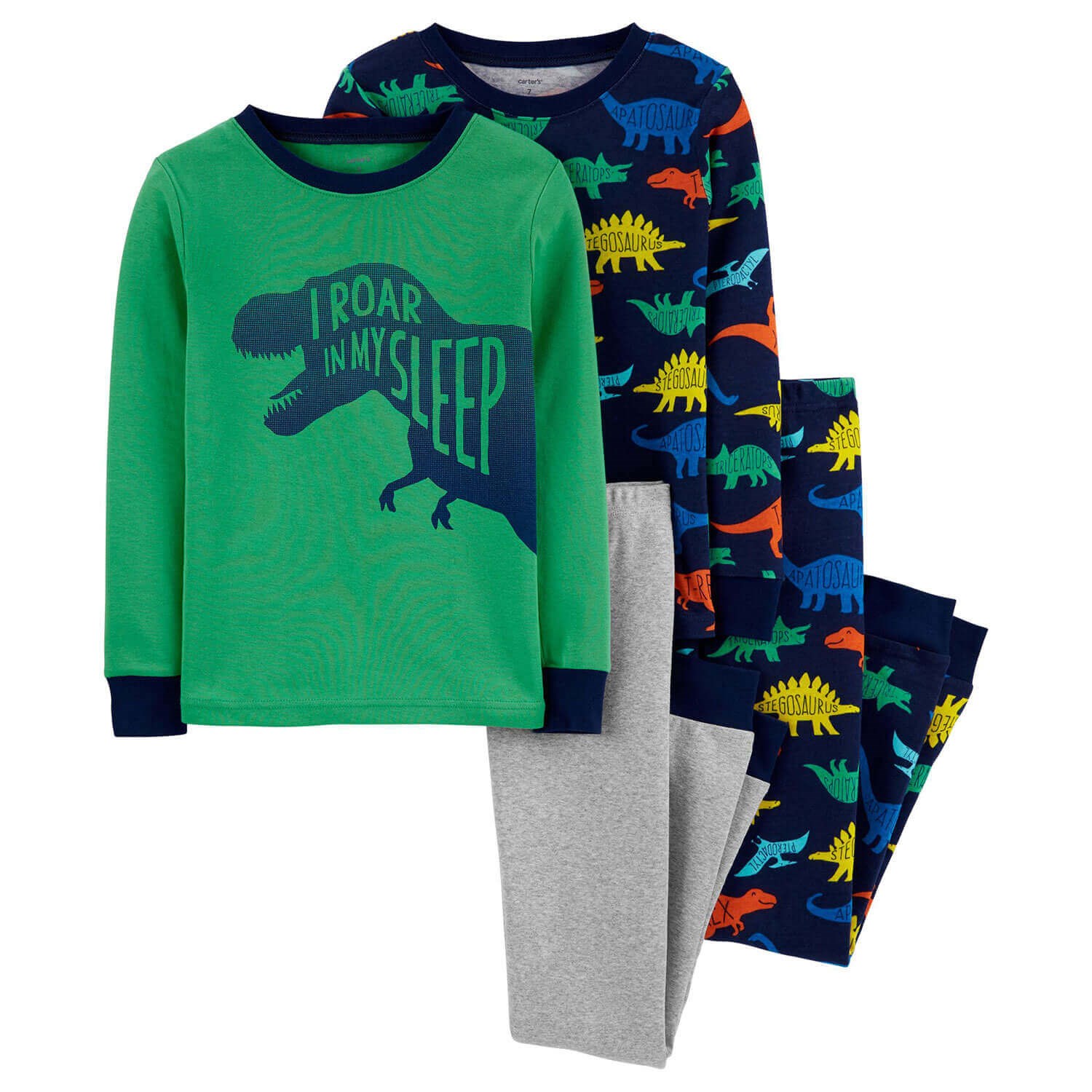 Carter's Dinozor Desenli 4'lü Pijama Takımı Lacivert-Yeşil