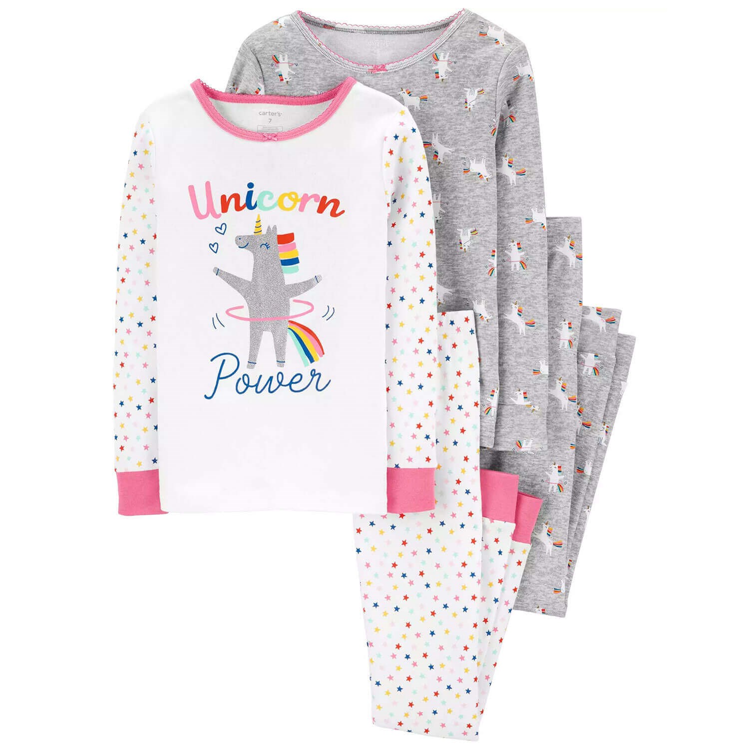 Carter's Unicorn Desenli 4'lü Pijama Takımı Gri-Pembe
