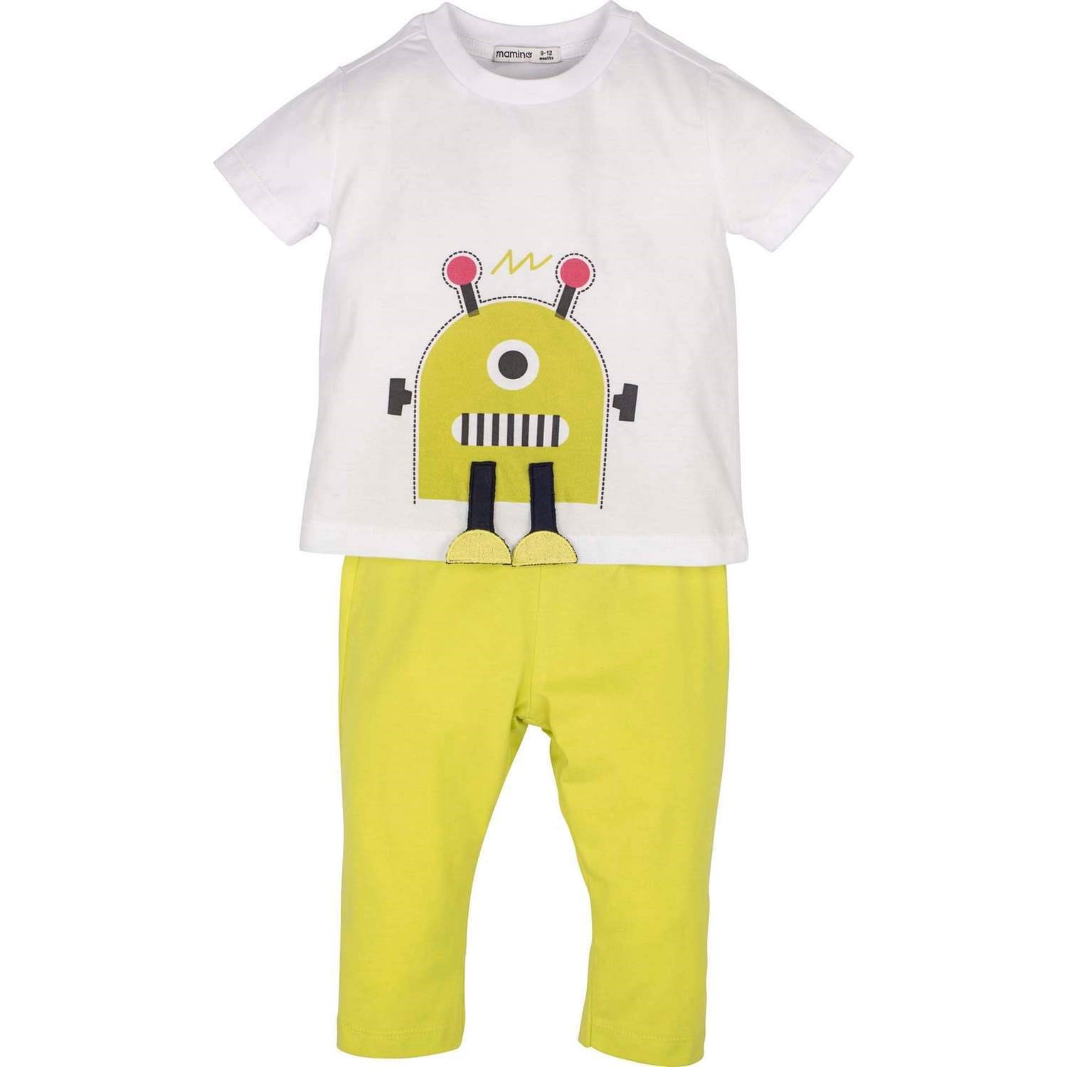 Mamino Baskılı Bebek Pijama Takımı 12994 Fıstık Yeşili