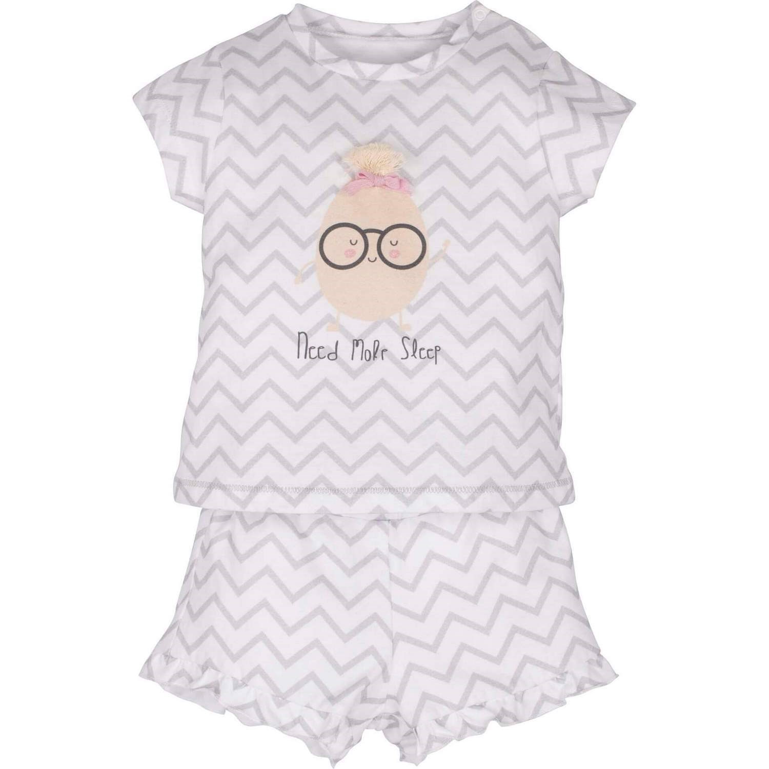 Mamino Baskılı Şortlu Bebek Pijama Takımı 13118 Beyaz