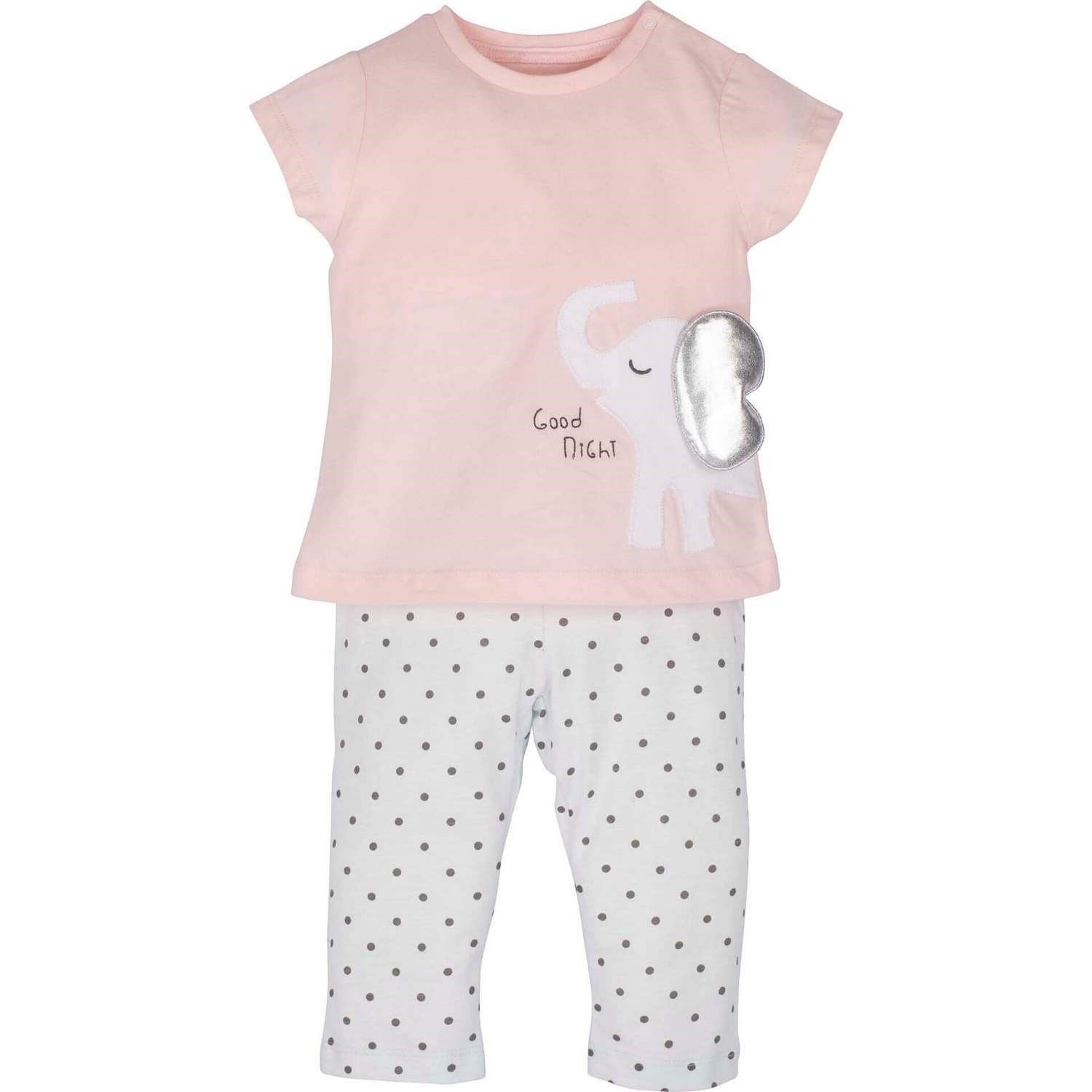 Mamino Baskılı Bebek Pijama Takımı 13122 Beyaz-Pembe