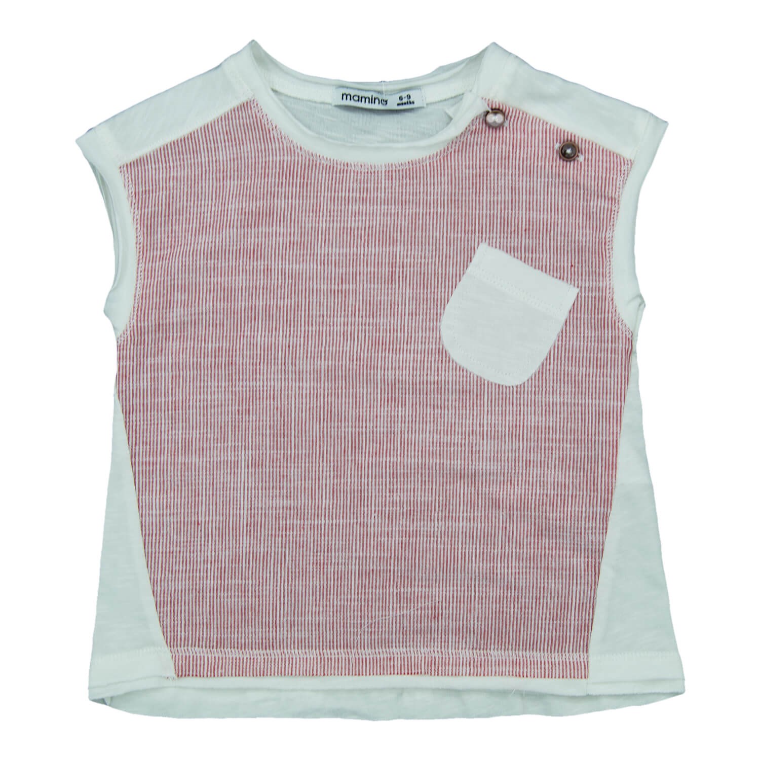 Mamino Çizgili Bebek Tshirt 13579 Kırmızı