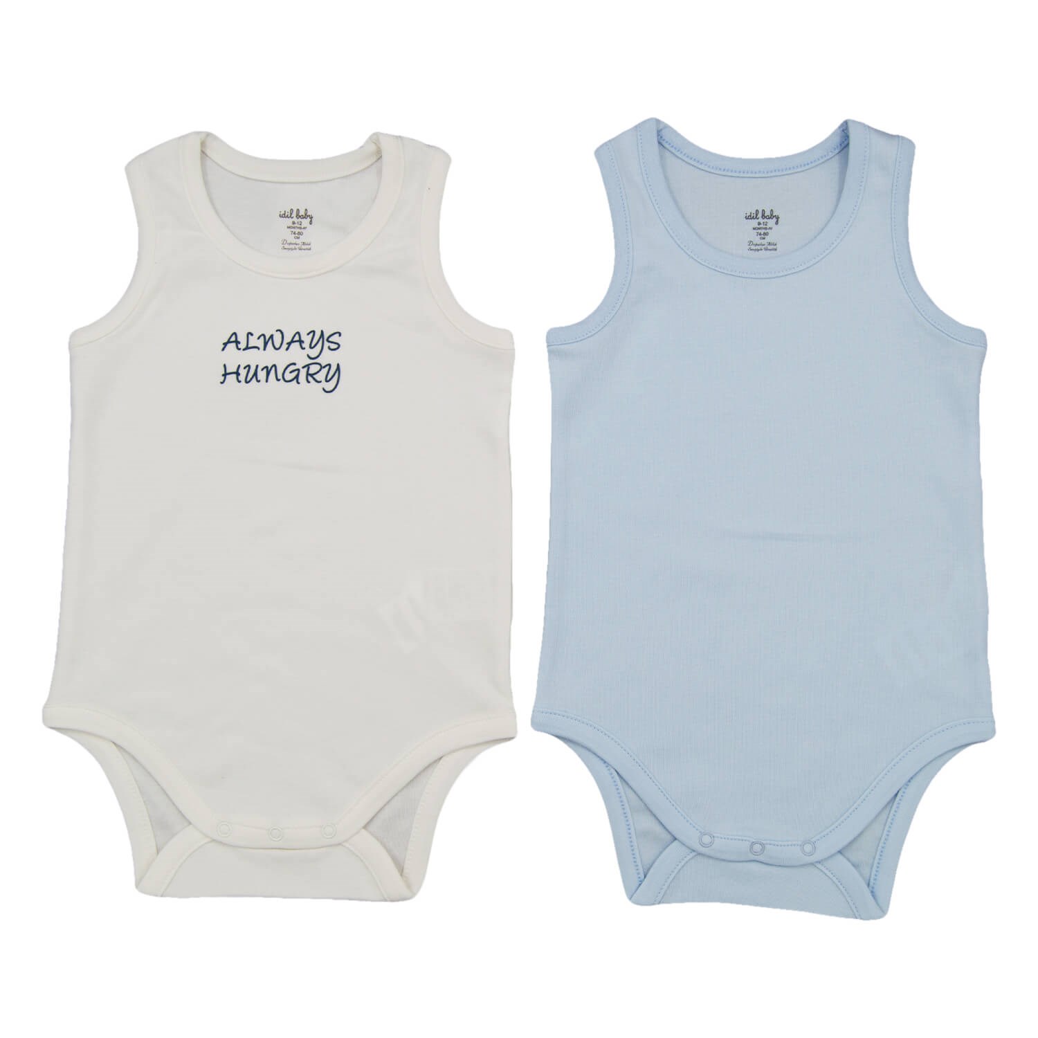 İdil Baby 2'li Atlet Bebek Body 13614 Beyaz-Mavi