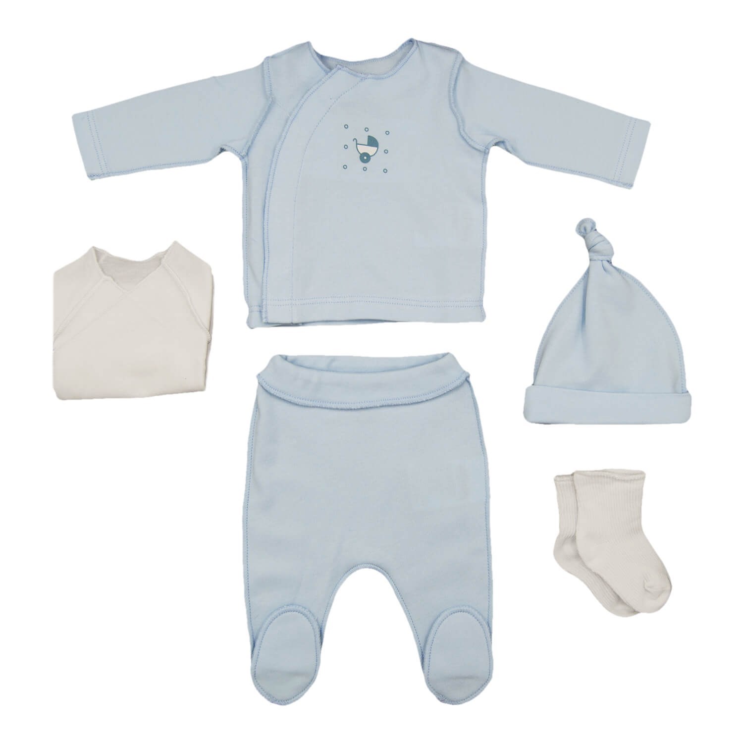 İdil Baby 5'li Prematüre Bebek Hastane Çıkışı Seti 13582 Mavi