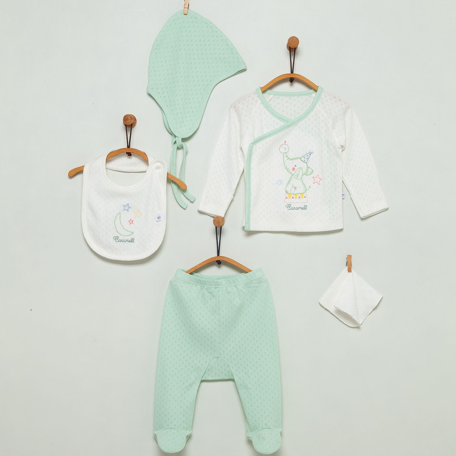 Caramell 5'li Bebek Hastane Çıkış Seti ZE6034 Yeşil
