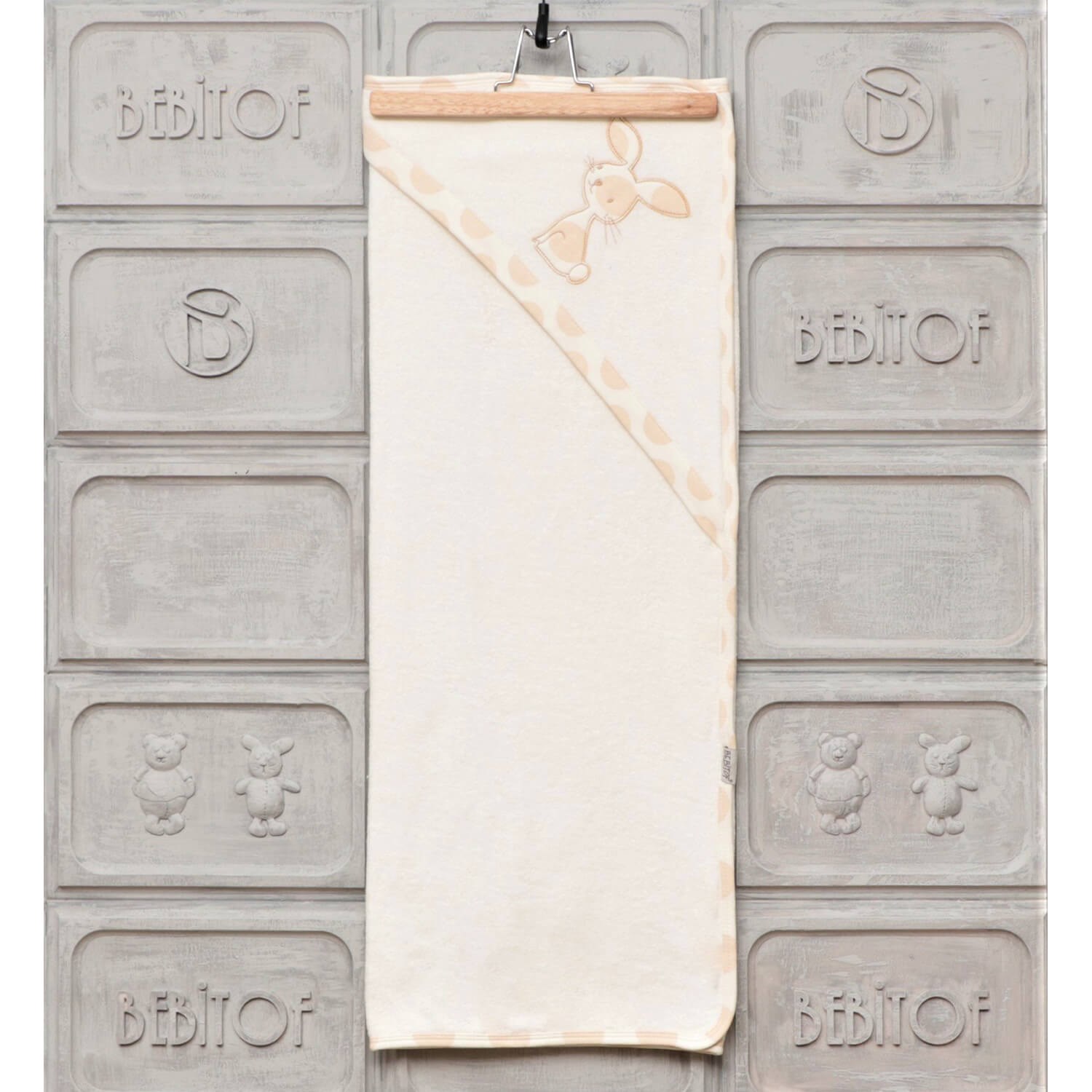 Bebitof Tavşan Aşkı Bebek Banyo Havlusu 40011 Somon