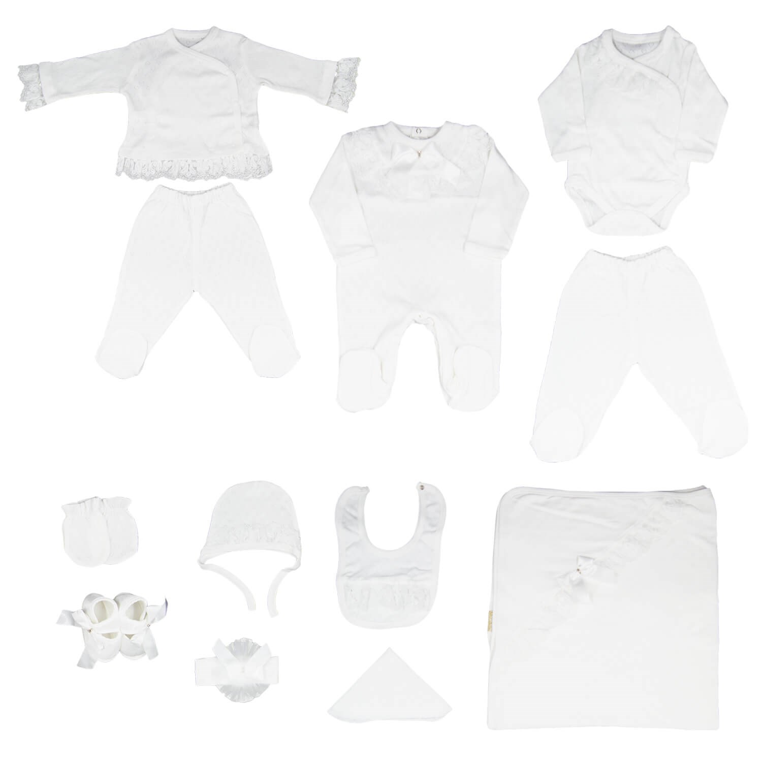 Eda Baby Dantelli 10'lu Bebek Hastane Çıkış Seti 1451 Ekru