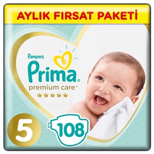 Prima Bebek Bezi Premium Care 5 Beden Aylık Paket 11-16 kg 108'li 