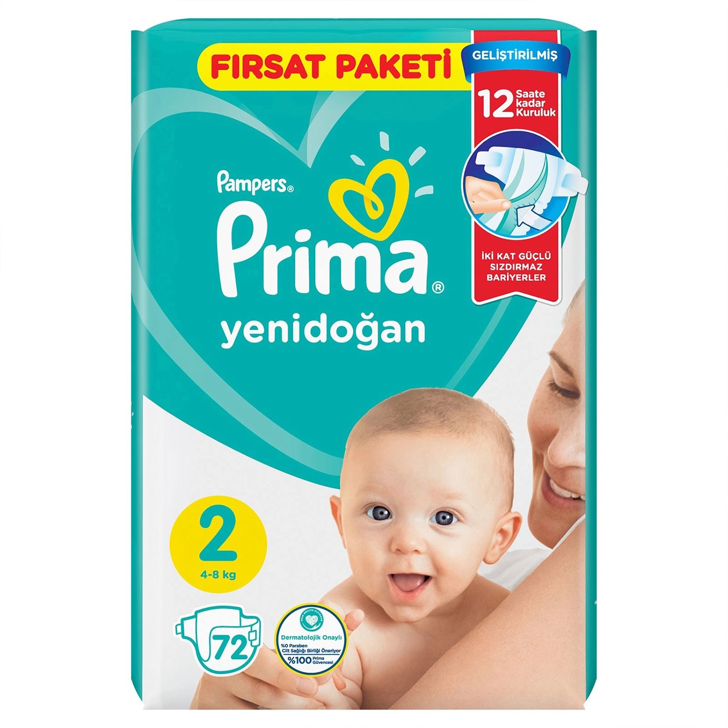 Prima Bebek Bezi Yeni Bebek 2 Beden Fırsat Paketi 4-8 kg 72'li 