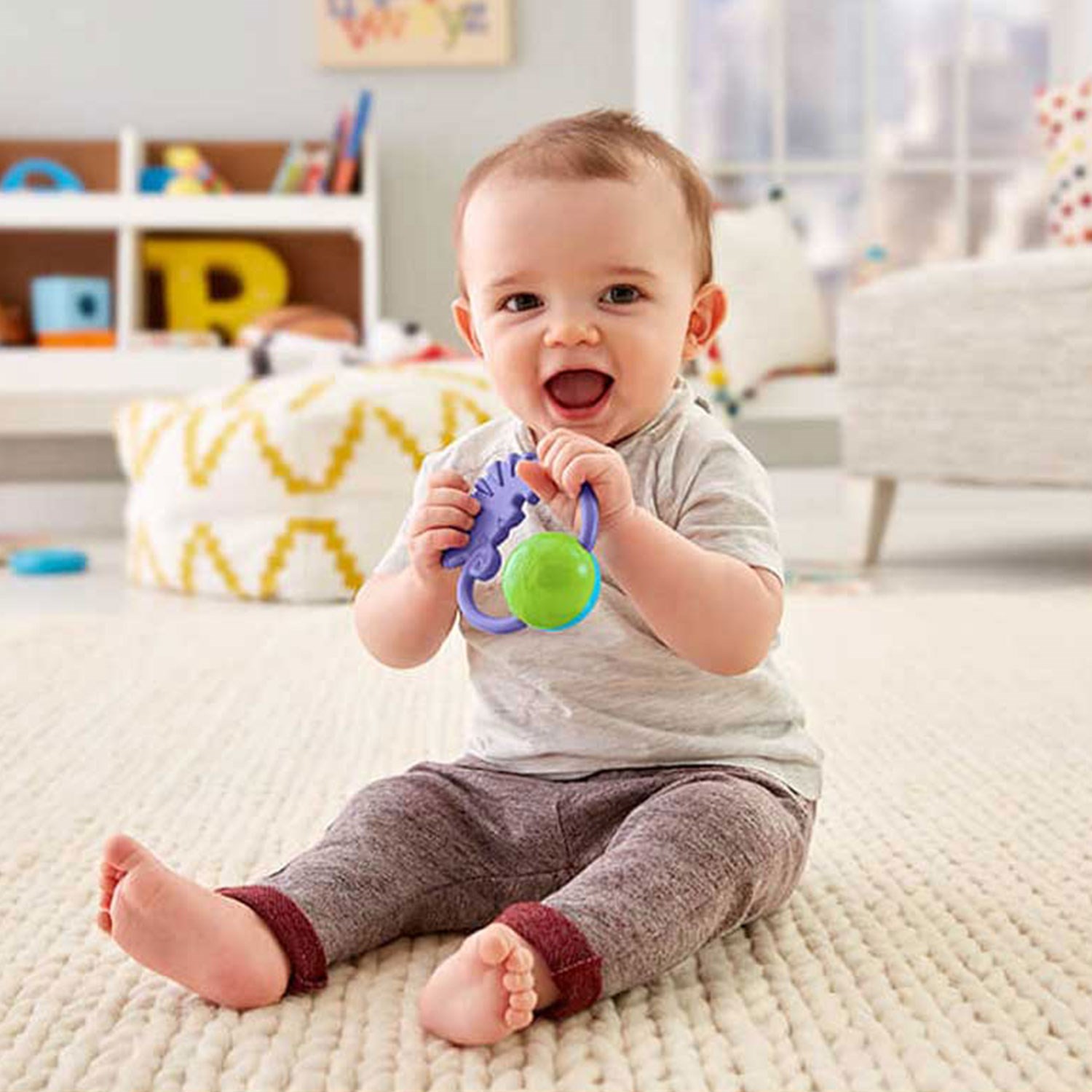 Fisher Price Sevimli Arkadaş Dişlik ve Çıngıraklar Mavi
