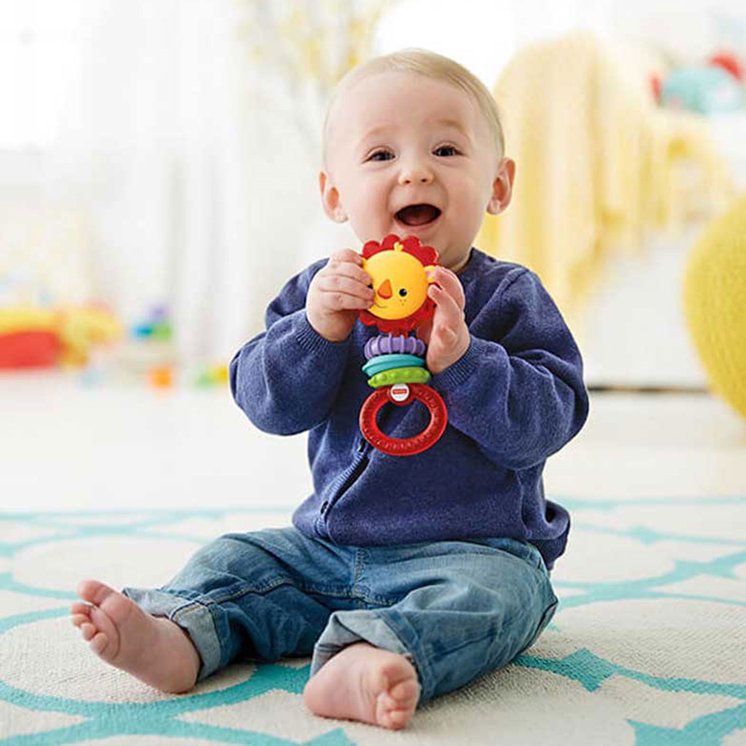 Fisher Price Neşeli Arkadaş Dişlik ve Çıngıraklar Kırmızı-Mavi