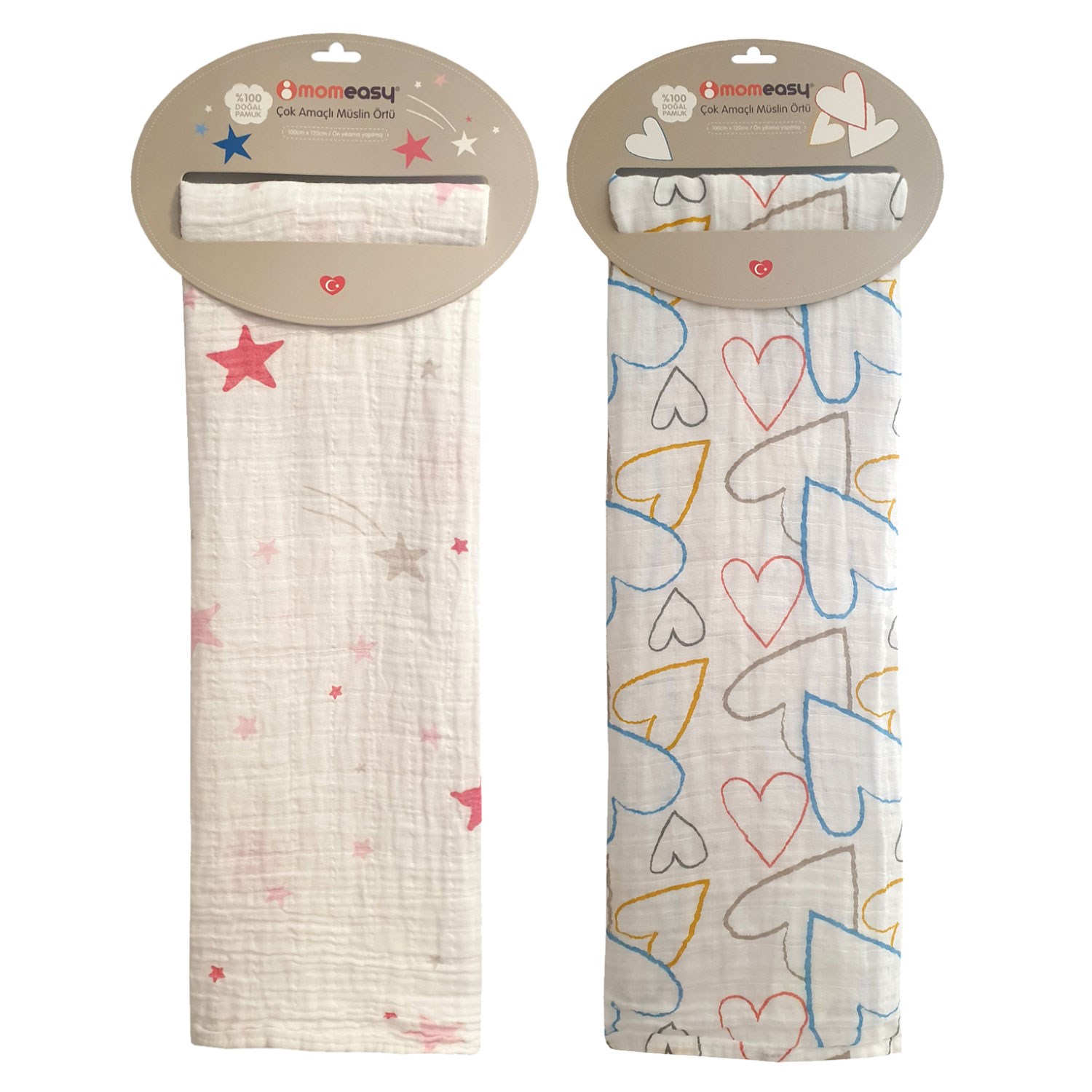 Momeasy İkili Müslin Örtü 100x120 Beyaz