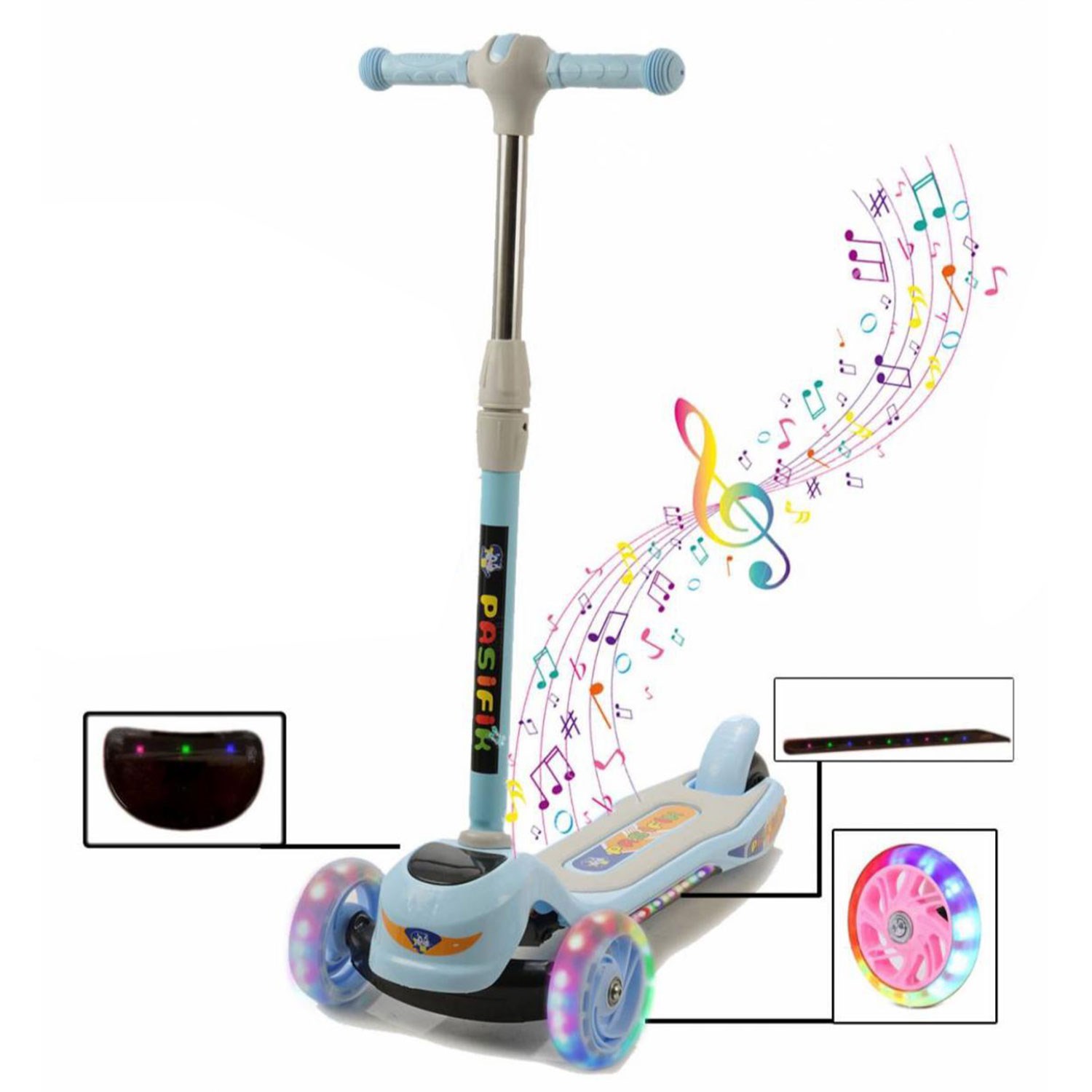 Pasifik Toys Işıklı ve Müzikli Scooter Turkuaz