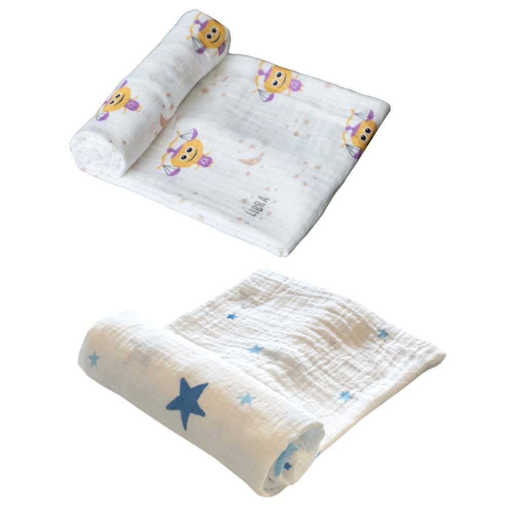 Momeasy İkili Müslin Örtü 100x120 Mavi