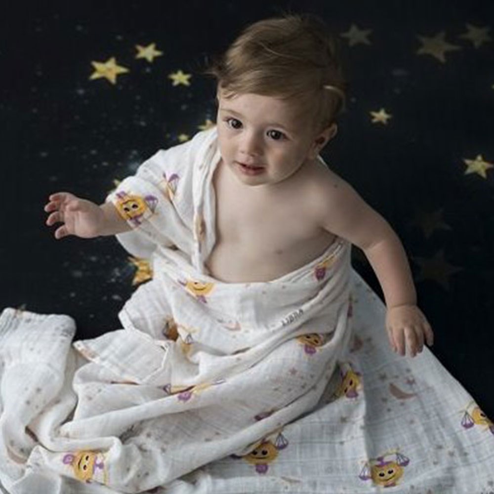 Momeasy İkili Müslin Örtü 100x120 Mavi