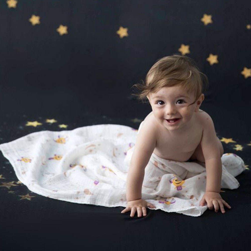Momeasy İkili Müslin Örtü 100x120 Mavi