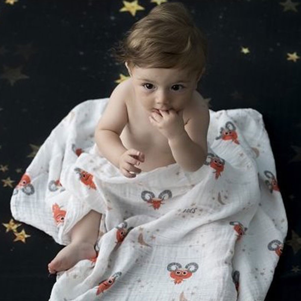 Momeasy İkili Müslin Örtü 100x120 Mavi