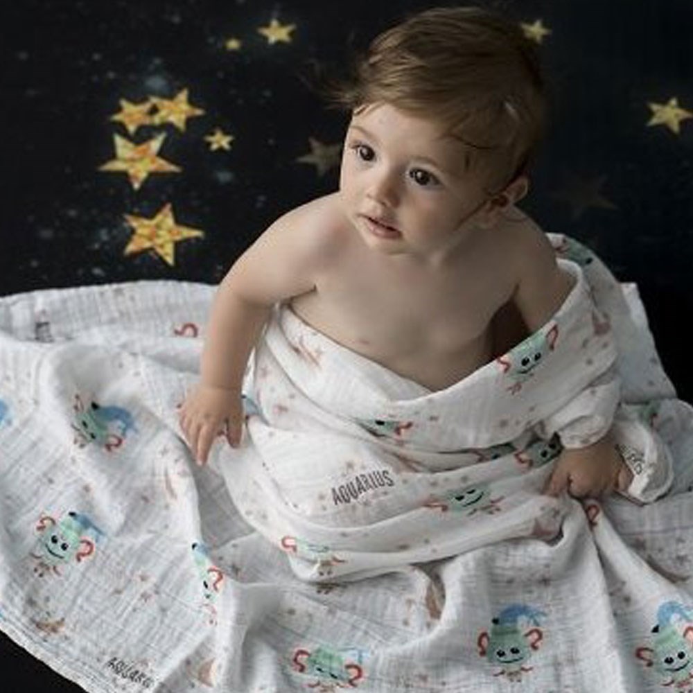 Momeasy İkili Müslin Örtü 100x120 Mavi