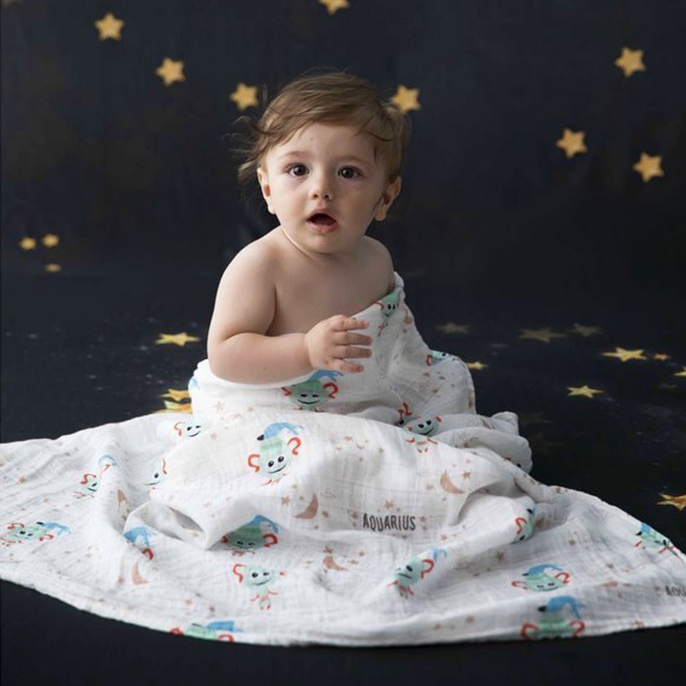 Momeasy İkili Müslin Örtü 100x120 Mavi