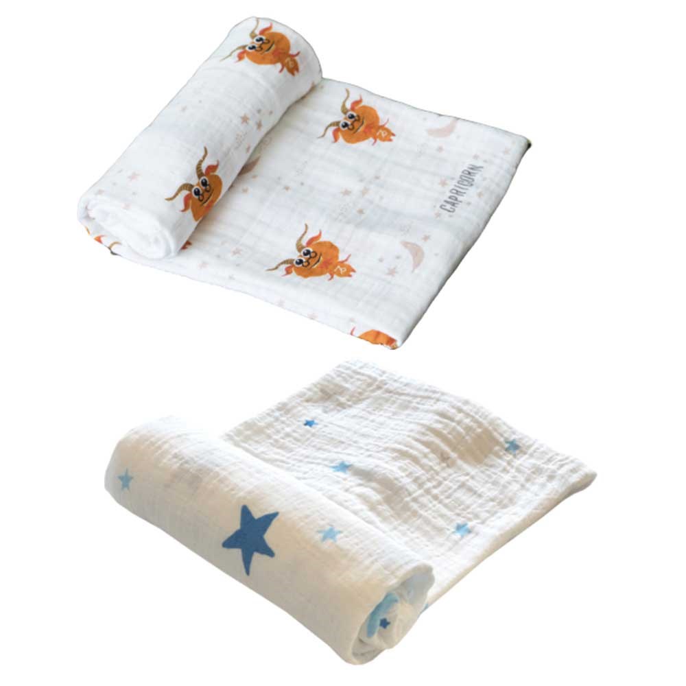 Momeasy İkili Müslin Örtü 100x120 Mavi