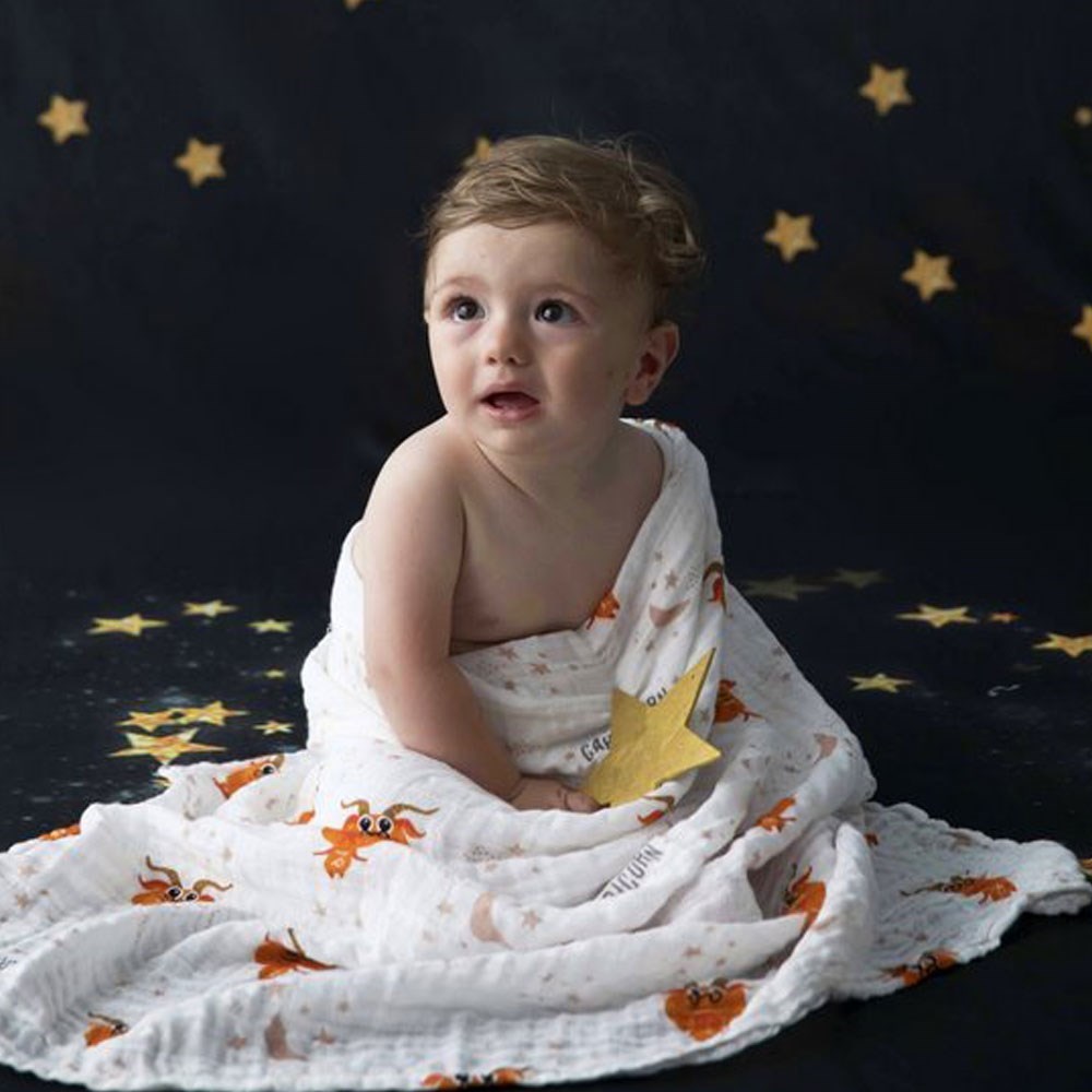 Momeasy İkili Müslin Örtü 100x120 Mavi