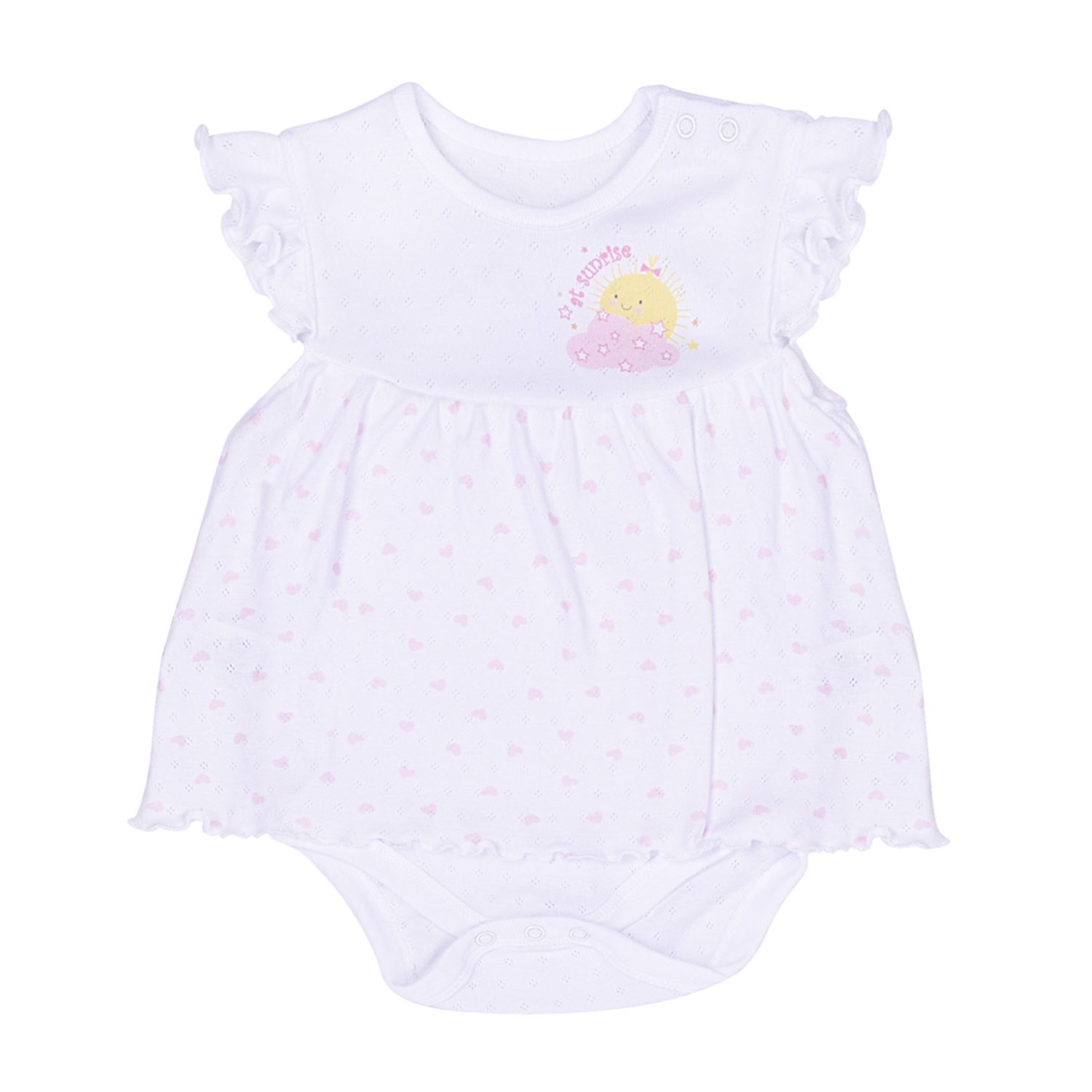 KitiKate Dreams Jakarlı Jile Bebek Body S47455 Beyaz-Pembe