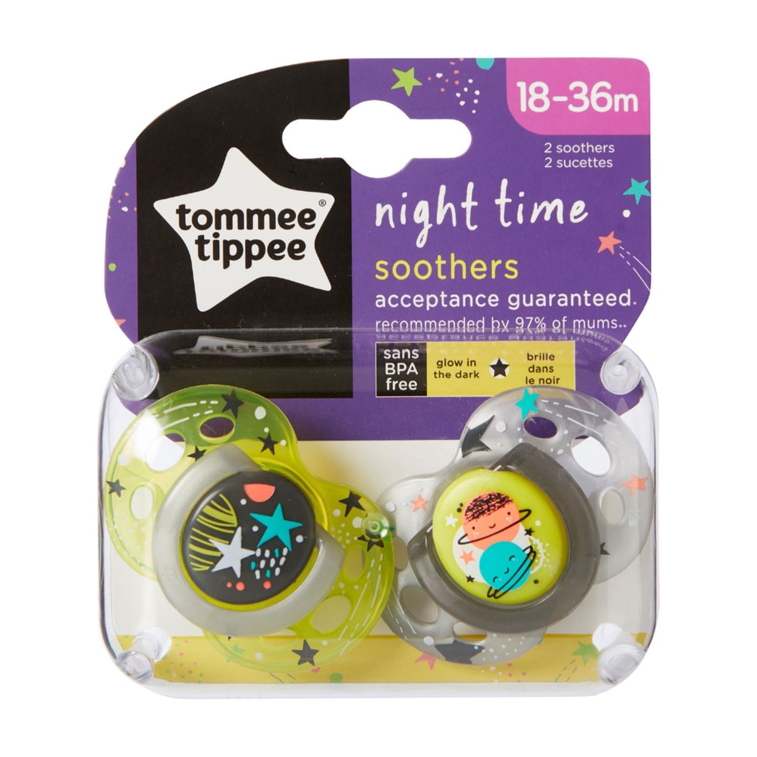 Tommee Tippee Gece Emziği 2'li 18-36 Ay  Gri-Yeşil