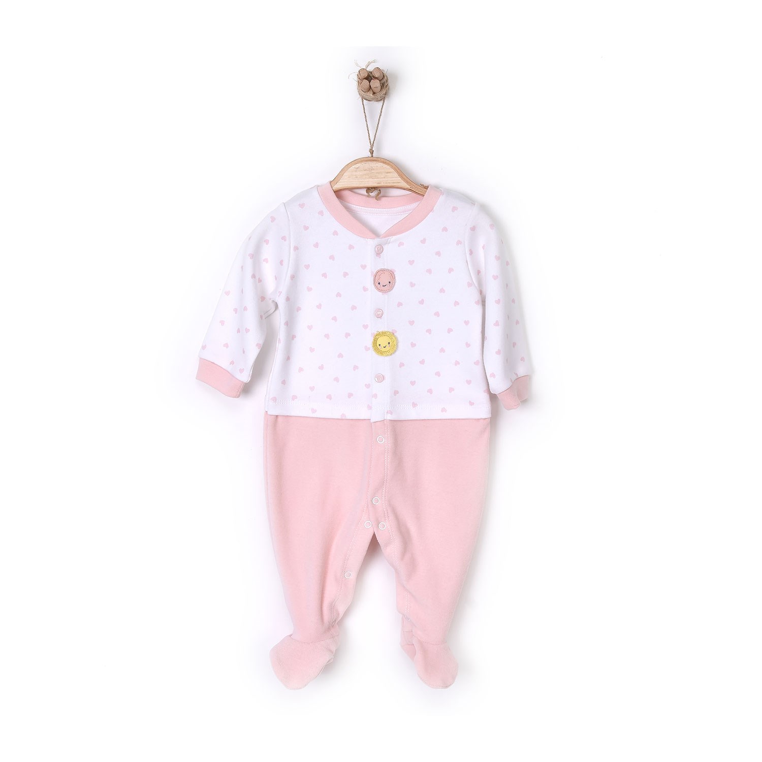 Kitikate Organik Dreams Heart Patikli Bebek Tulumu S59793 Pembe