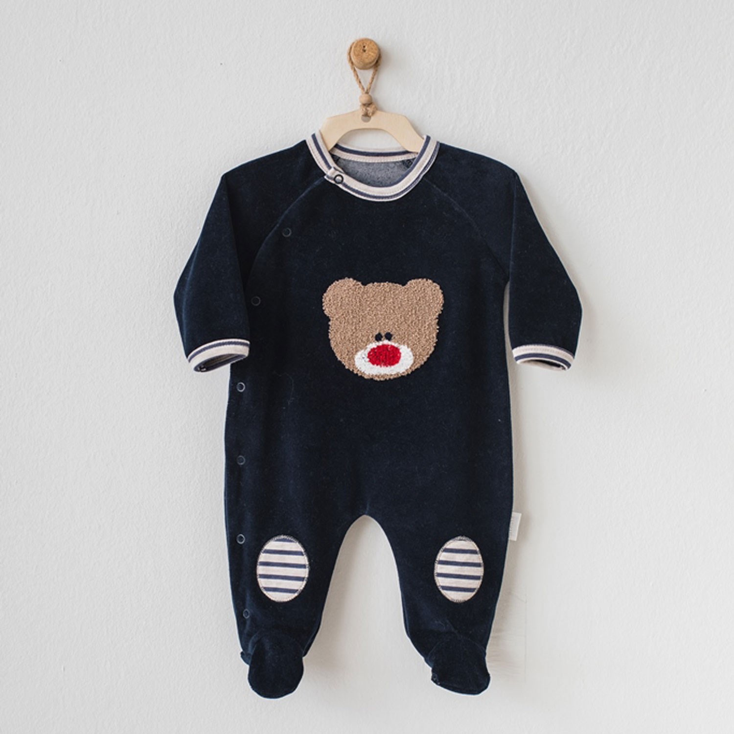 Andywawa Romper Velvet Bear Hugs Bebek Tulumu Ac20260 Navy
