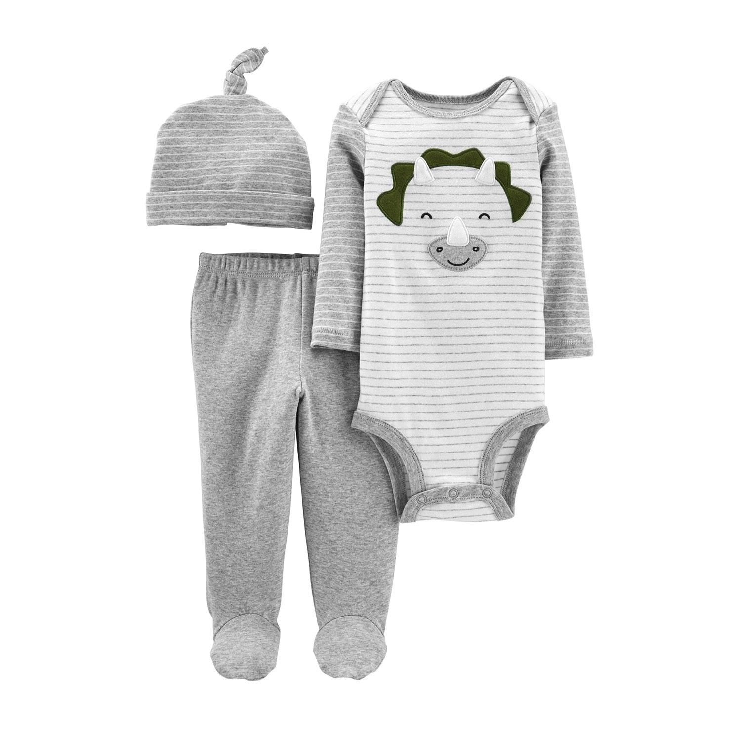 Carter's Dinozor 3'lü Bebek Takımı Gri