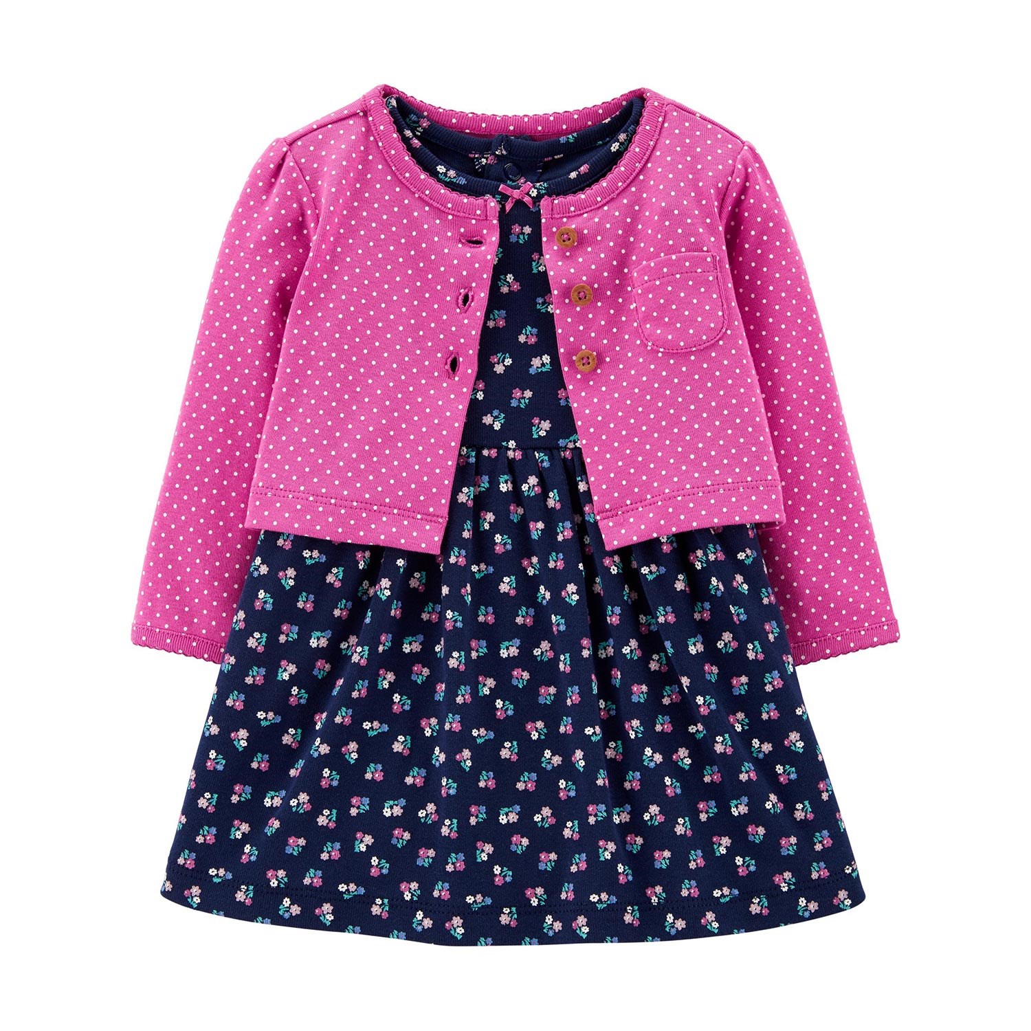 Carter's Layette 2'li Bebek Elbisesi Lacivert-Pembe