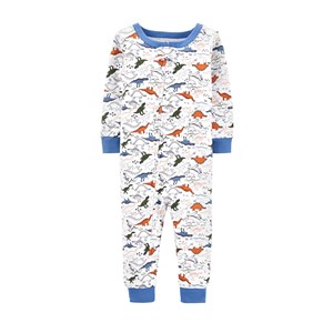 Carter's Dinozor Desenli Patiksiz Çocuk Tulumu Beyaz-Mavi