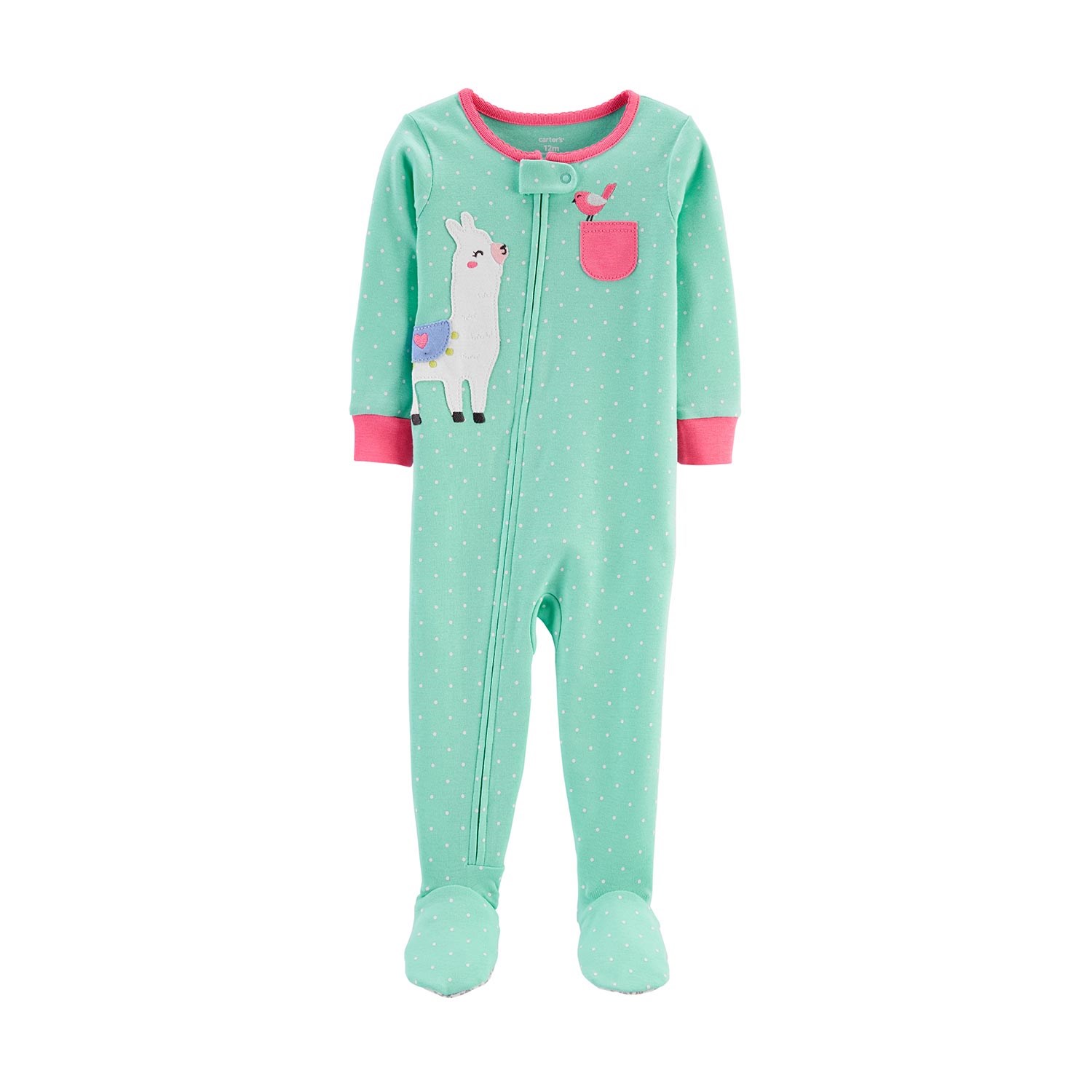 Carter's Lama Desenli Patikli Bebek Tulumu Pembe-Yeşil