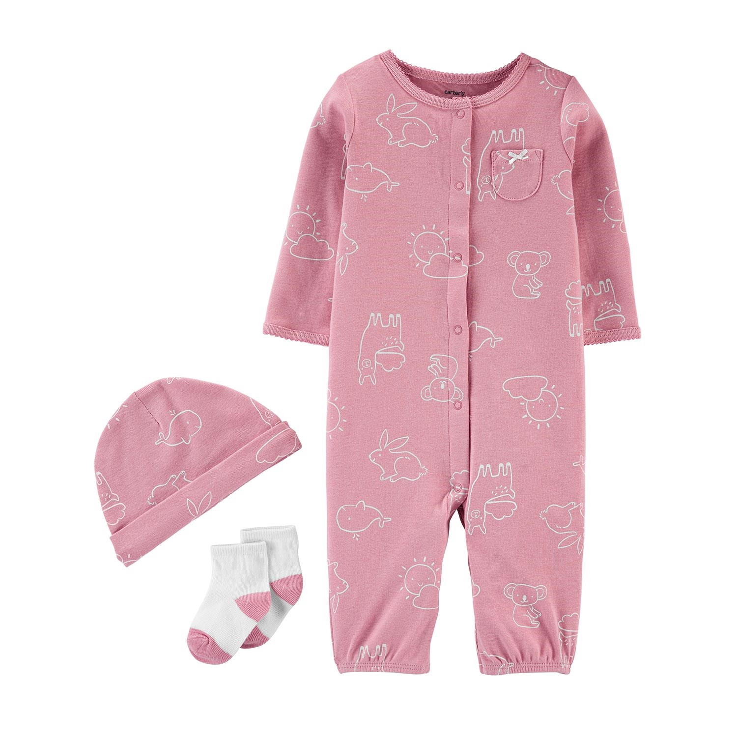 Carter's 3'lü Bebek Tulum Takımı Pembe