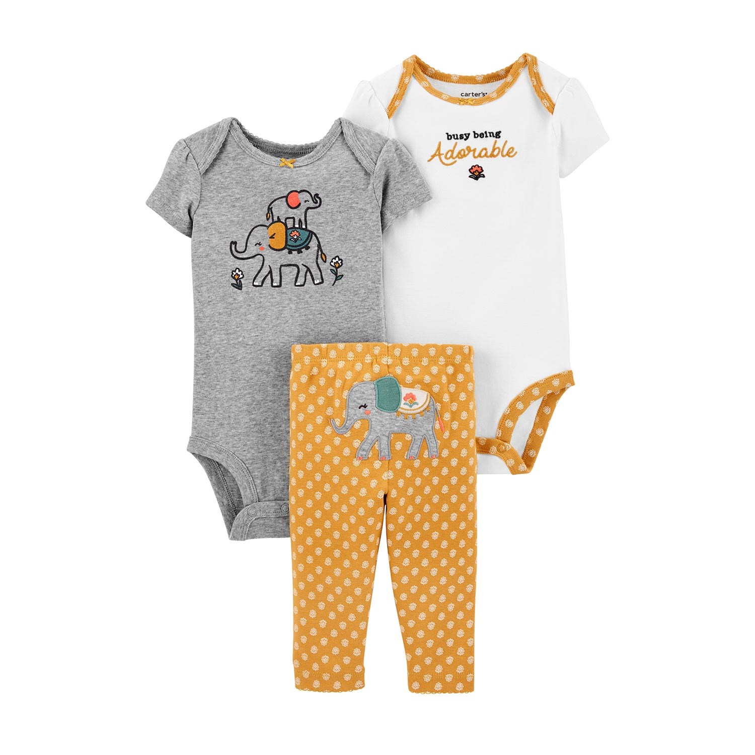 Carter's Fil Desenli 3'lü Bebek Takımı Çok Renkli