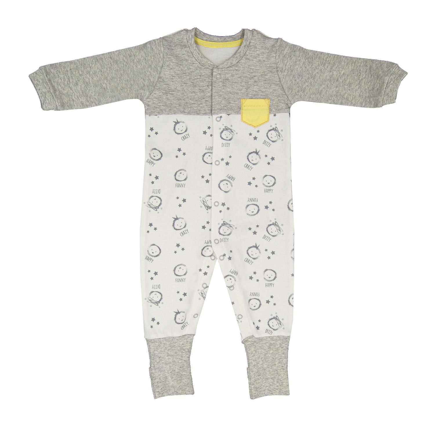 Kitikate Dreams Sarı Cepli Bebek Tulumu S62090 Beyaz-Gri